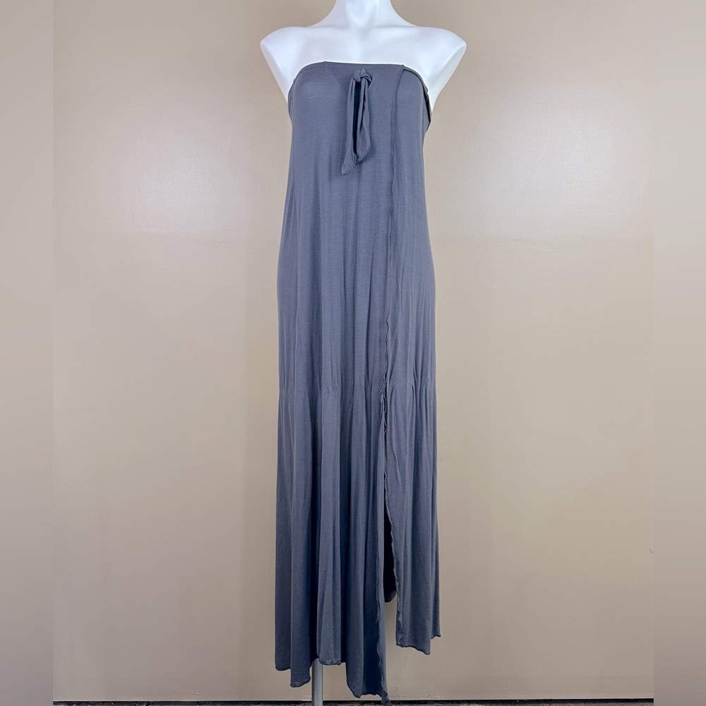 Casa Lee Gray Strapless Maxi Dress Beach Swim Bathing Suit Coverup Small Vacay